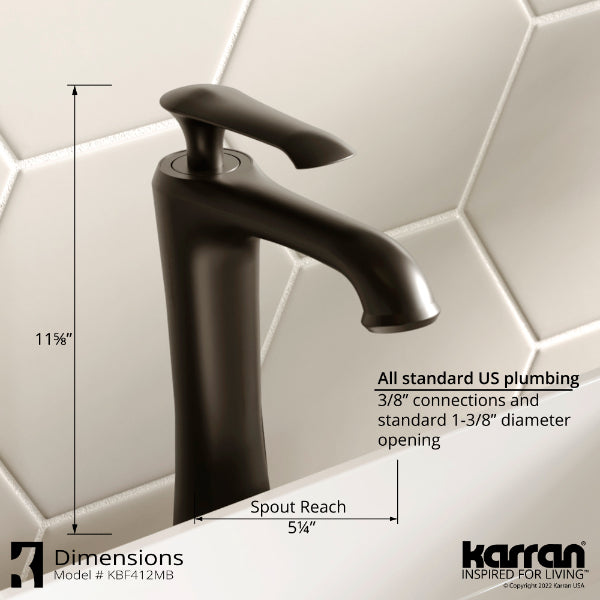 Woodburn Single Hole Single Handle Bathroom Faucet with Matching Pop-Up Drain In Matte Black