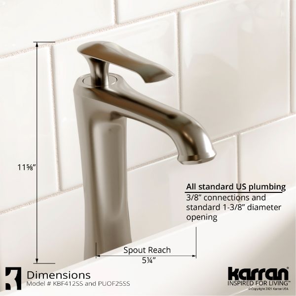 Woodburn Single Hole Single Handle Bathroom Faucet with Matching Pop-Up Drain In Stainless Steel