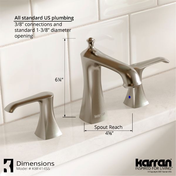 Woodburn Widespread Three-Hole 2-Handle Bathroom Faucet with Matching Pop-Up Drain In Stainless Steel