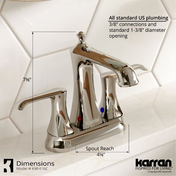 Woodburn Two-Hole 2-Handle Bathroom Faucet with Matching Pop-Up Drain In Chrome