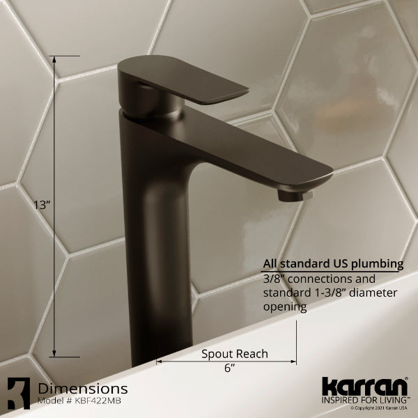 Kayes Single Hole Single Handle Bathroom Faucet with Matcing Pop-up Drain In Matte Black