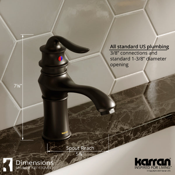 Dartford Single Hole Single Handle Bathroom Faucet with Matching Pop-up Drain In Matte Black