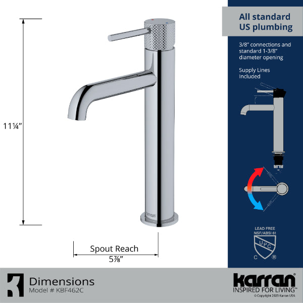 Tryst Single Hole Single Handle Bathroom Faucet with Matching Pop-up Drain In Chrome