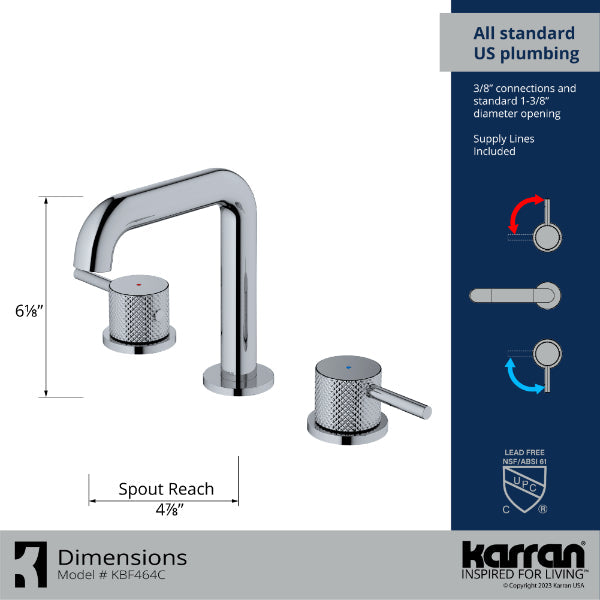 Tryst Widespread Three-Hole 2-Handle Bathroom Faucet with Matching Pop-up Drain In Chrome