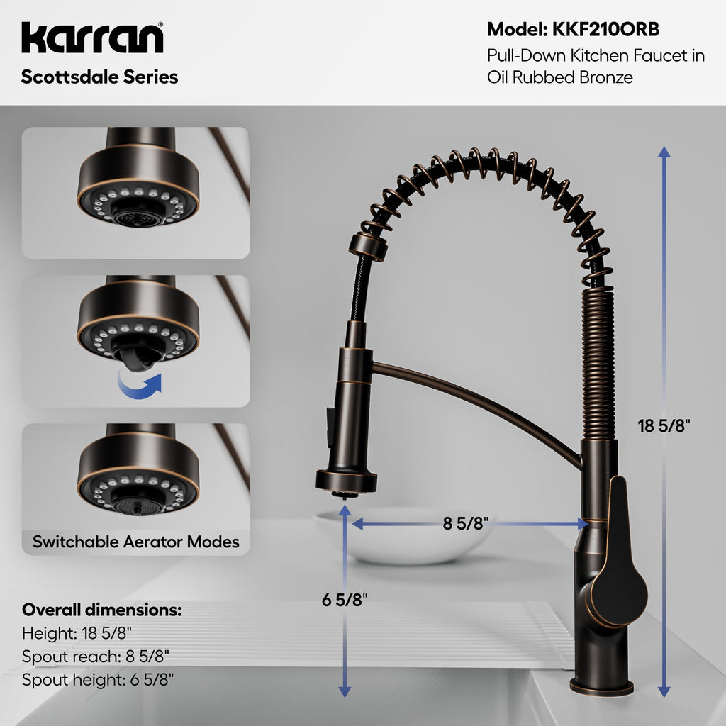 Scottsdale Single Hole Single Handle Pull-Down Sprayer Kitchen Faucet In Oil-Rubbed Bronze
