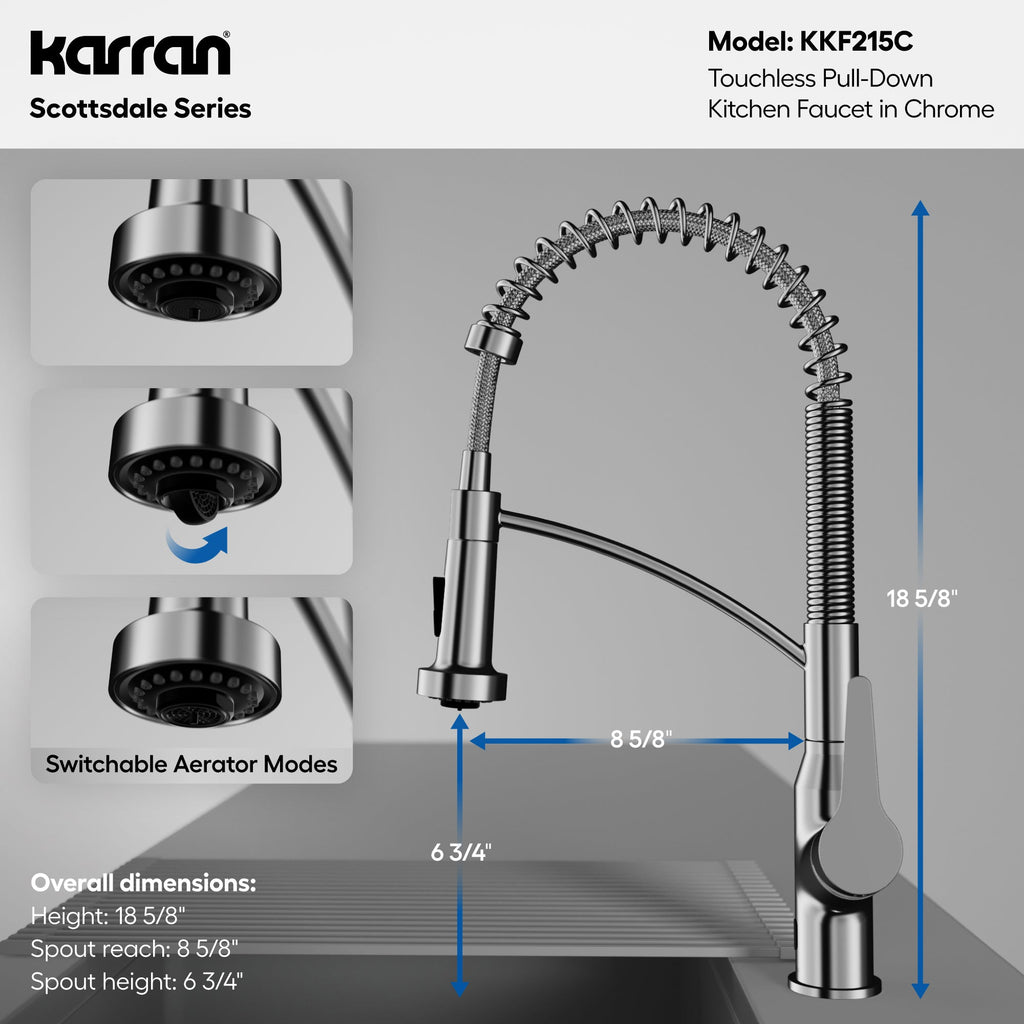 Scottsdale Single Handle Pull-Down Sprayer Touchless Kitchen Faucet In Chrome