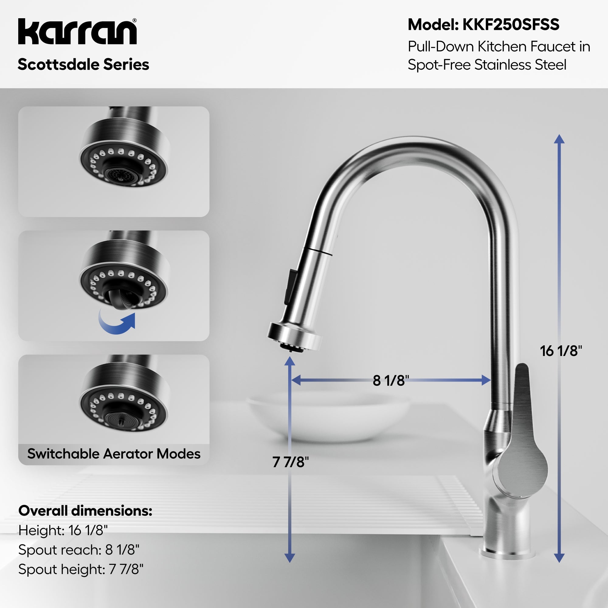 Scottsdale Single Handle Pull-Down Sprayer Kitchen Faucet In Spot-Free Stainless Steel