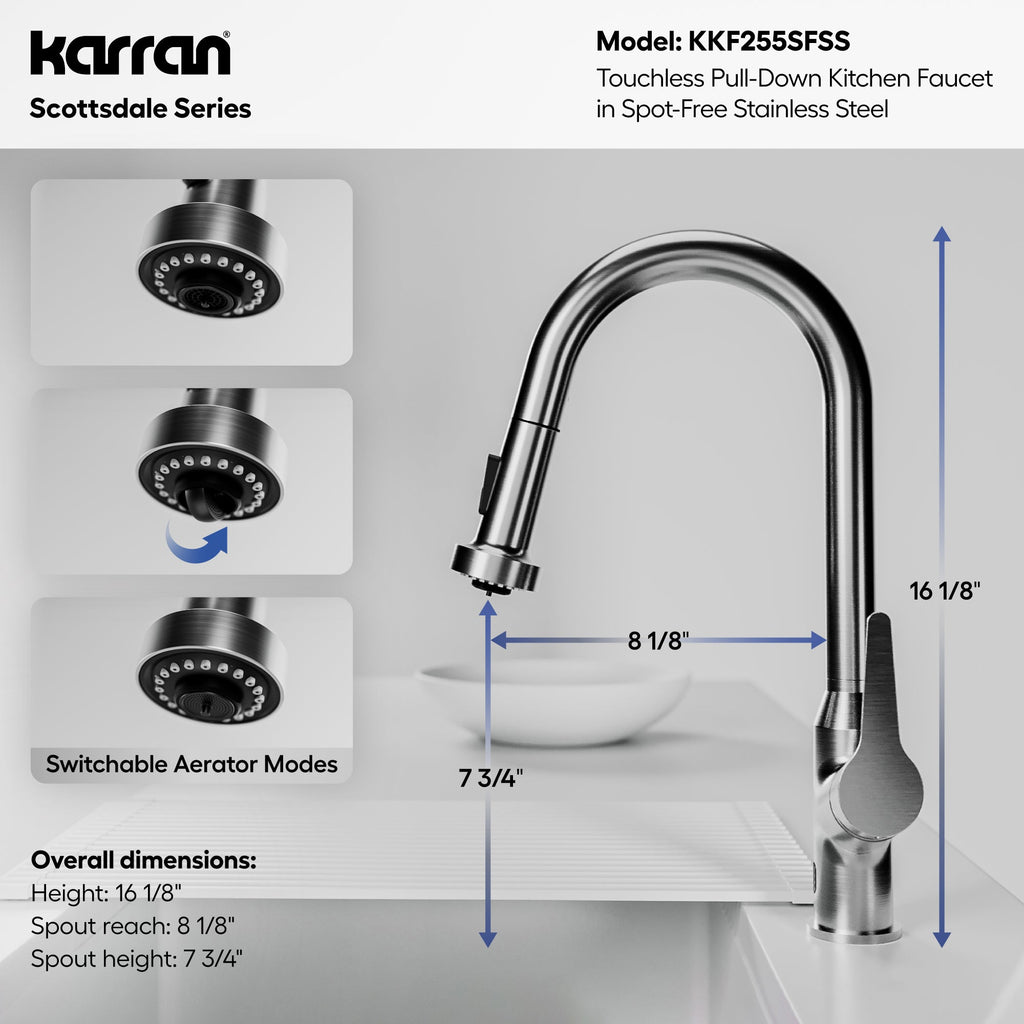 Scottsdale Single Handle Pull-Down Sprayer Kitchen Faucet In Spot-Free Stainless Steel