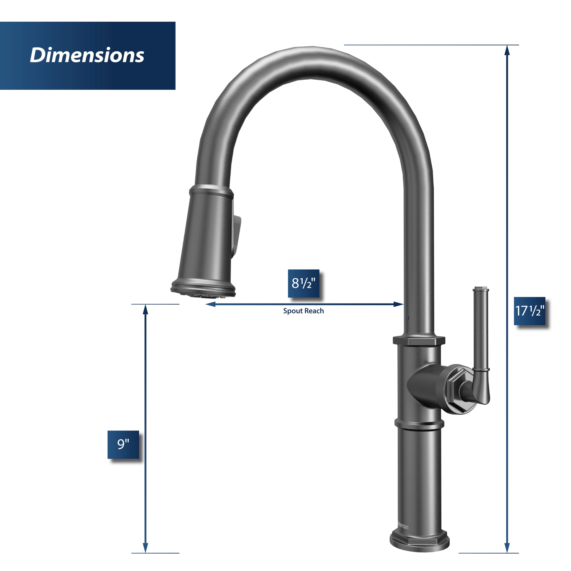 Brampton Single Hole Single Handle Pull-Down Sprayer Kitchen Faucet In Gunmetal Grey