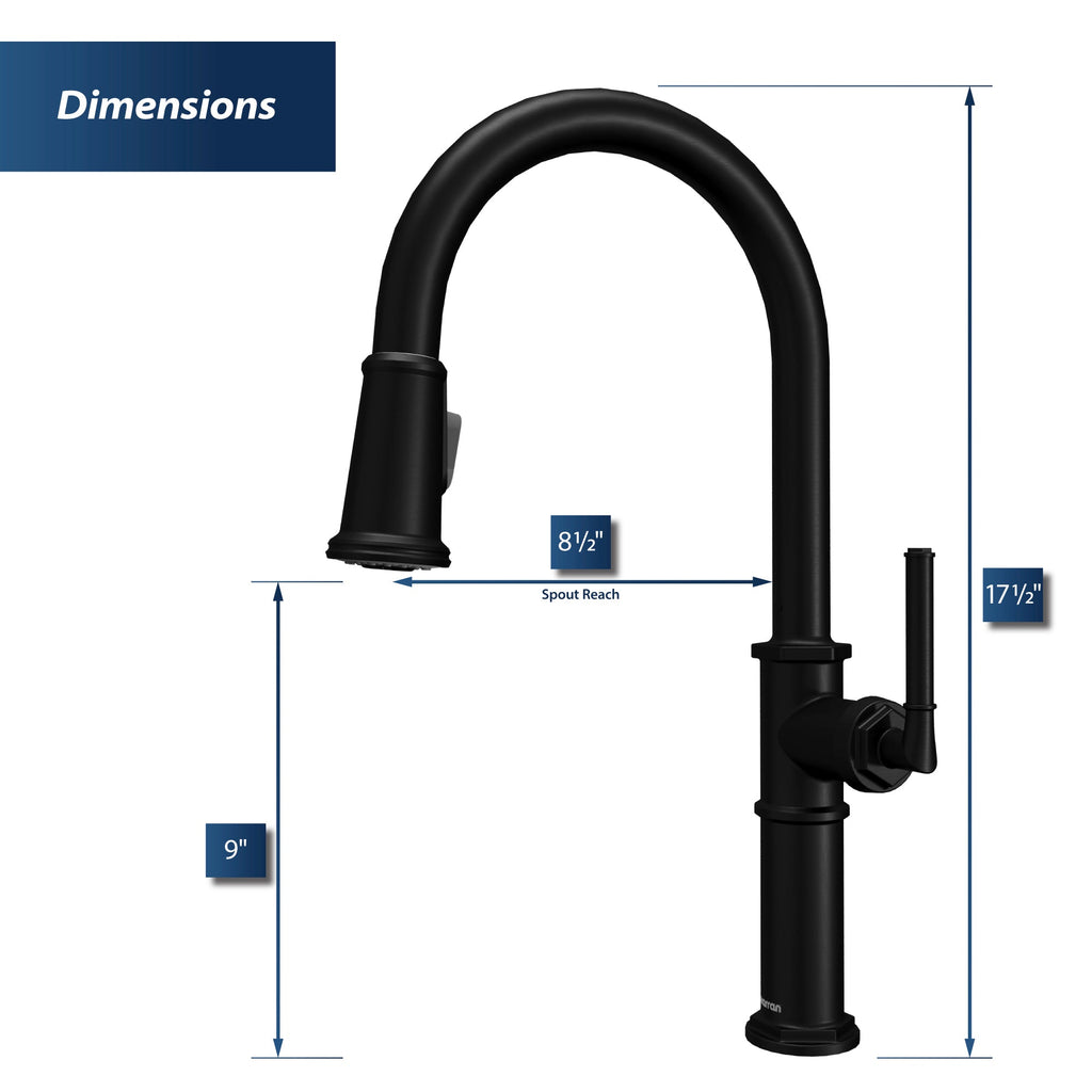 Brampton Single Hole Single Handle Pull-Down Sprayer Kitchen Faucet In Matte Black