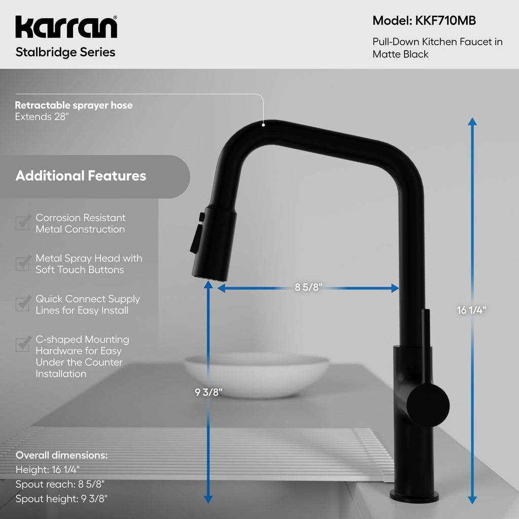 Stalbridge Single Handle Pull-Down Sprayer Kitchen Faucet In Matte Black