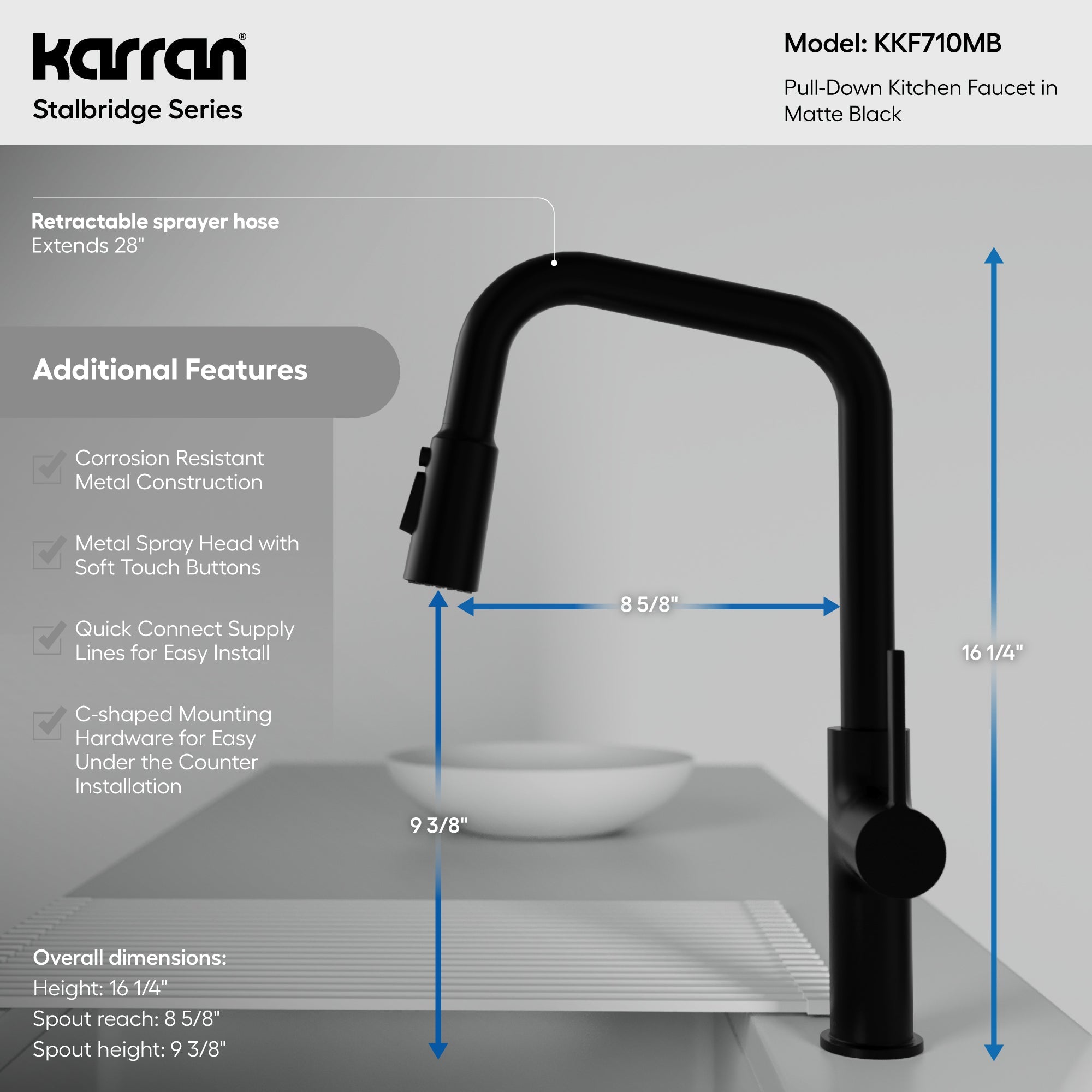 Stalbridge Single Handle Pull-Down Sprayer Kitchen Faucet In Matte Black