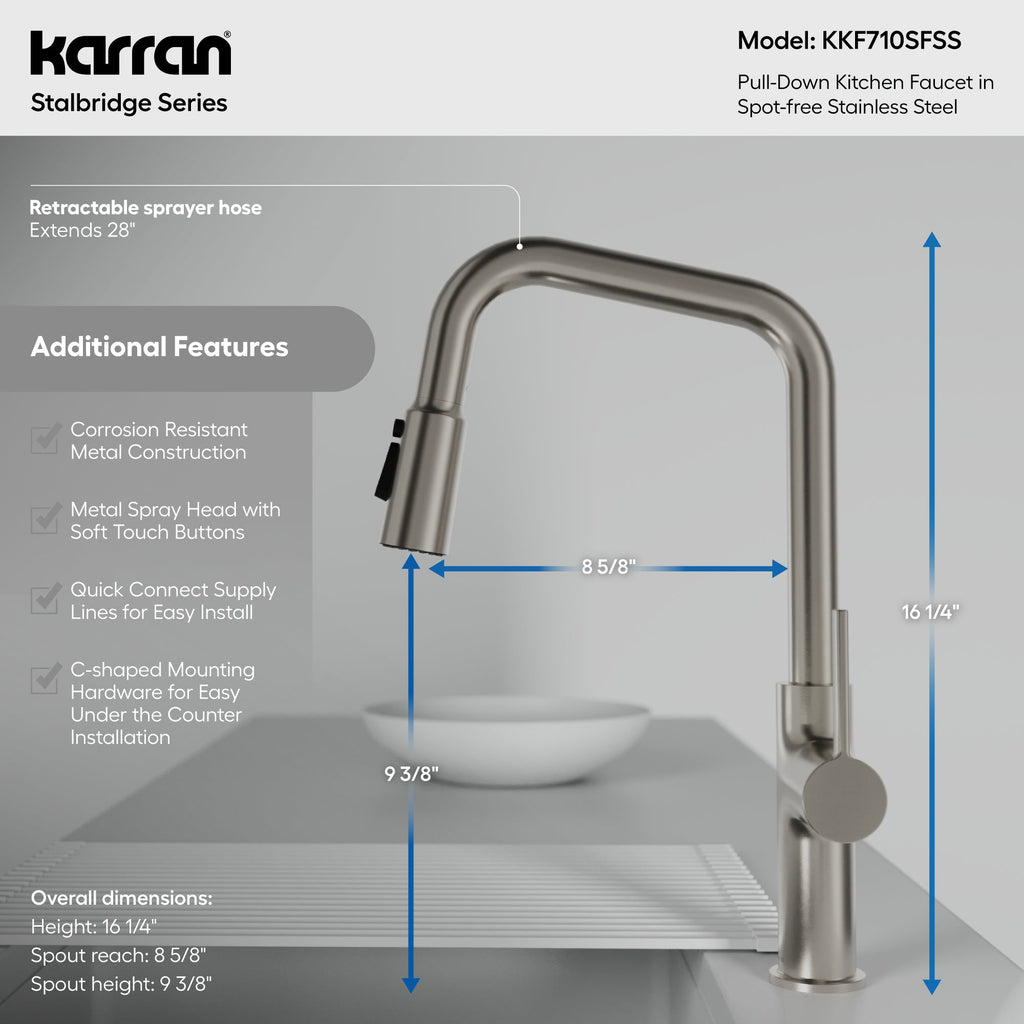 Stalbridge Single Handle Pull-Down Sprayer Kitchen Faucet In Spot-Free Stainless Steel