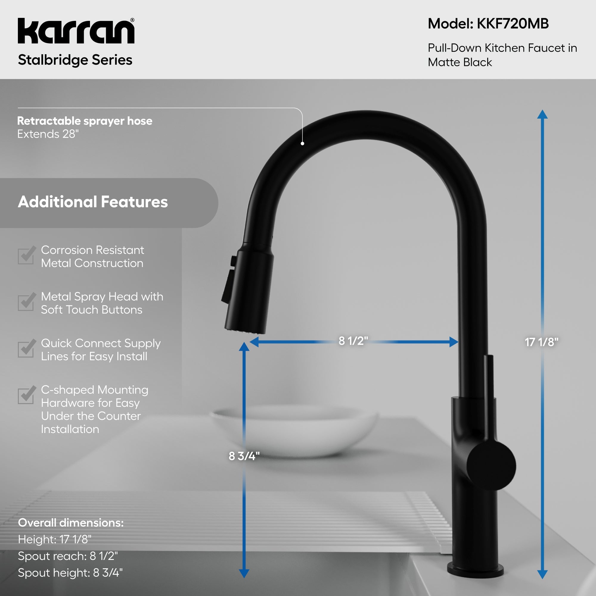 Stalbridge Single Handle Pull-Down Sprayer Kitchen Faucet In Matte Black