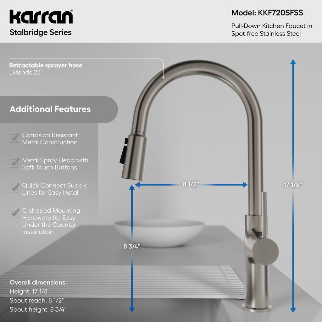 Stalbridge Single Handle Pull-Down Sprayer Kitchen Faucet In Spot-Free Stainless Steel