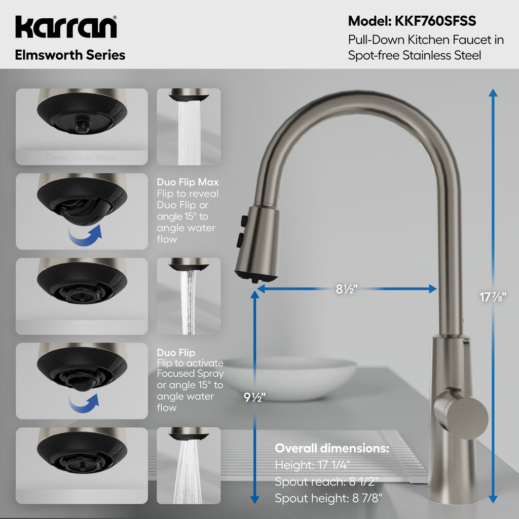 Elmsworth Pull-Down Sprayer Kitchen Faucet In Spot-Free Stainless Steel