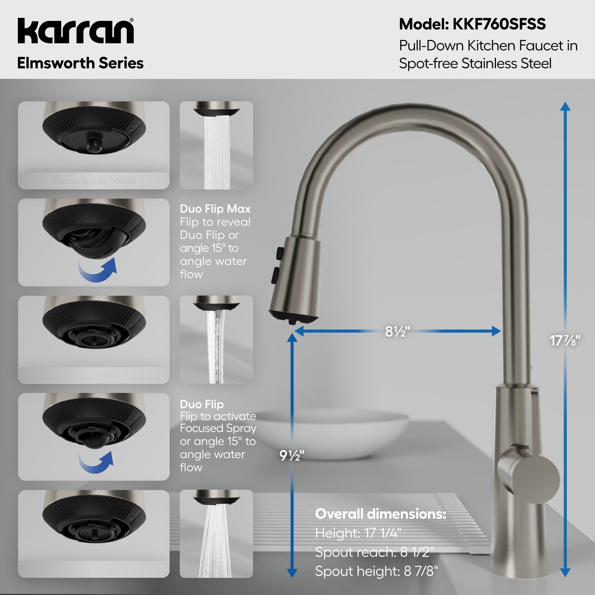 Elmsworth Pull-Down Sprayer Kitchen Faucet In Spot-Free Stainless Steel