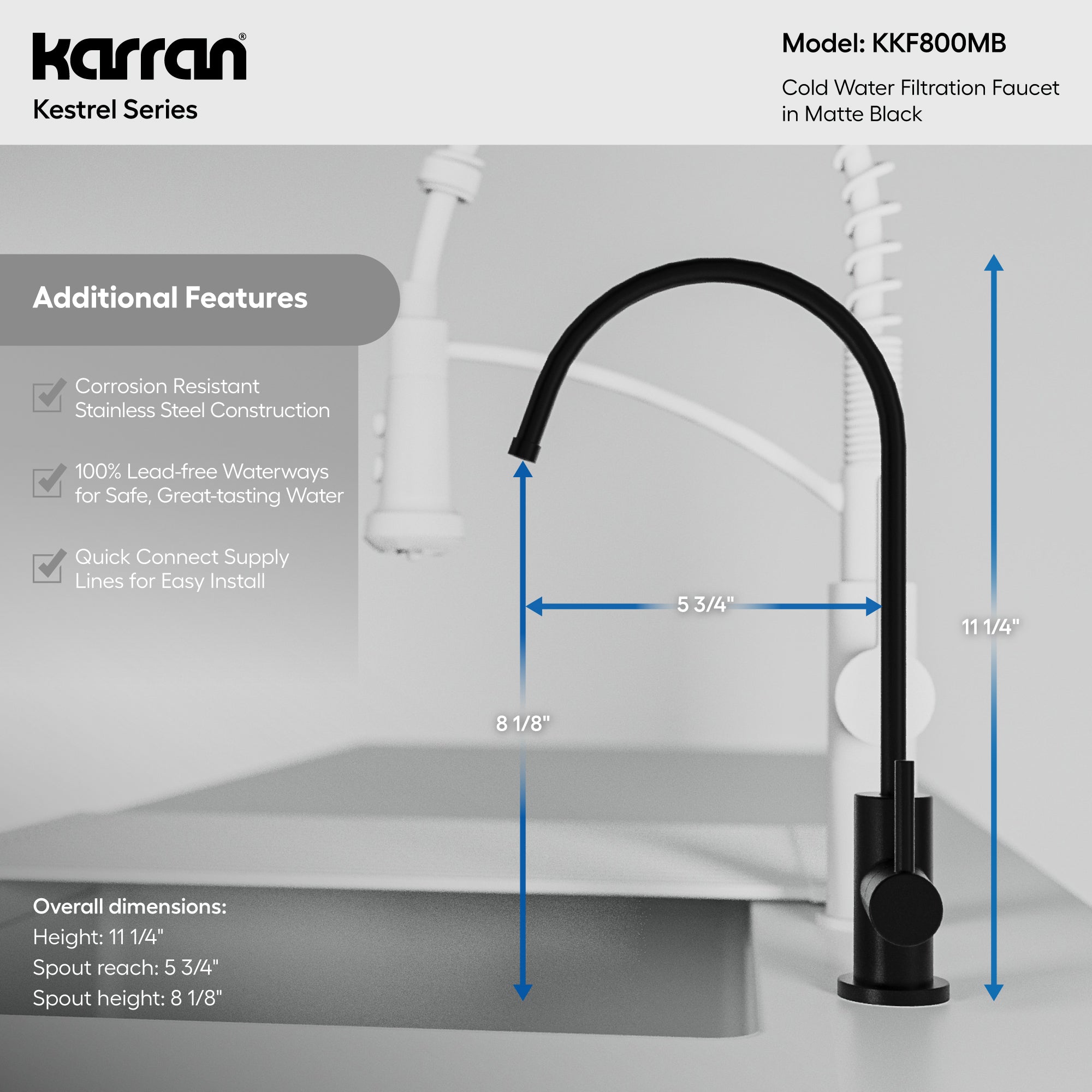 Kestrel Single Handle Beverage Faucet In Matte Black