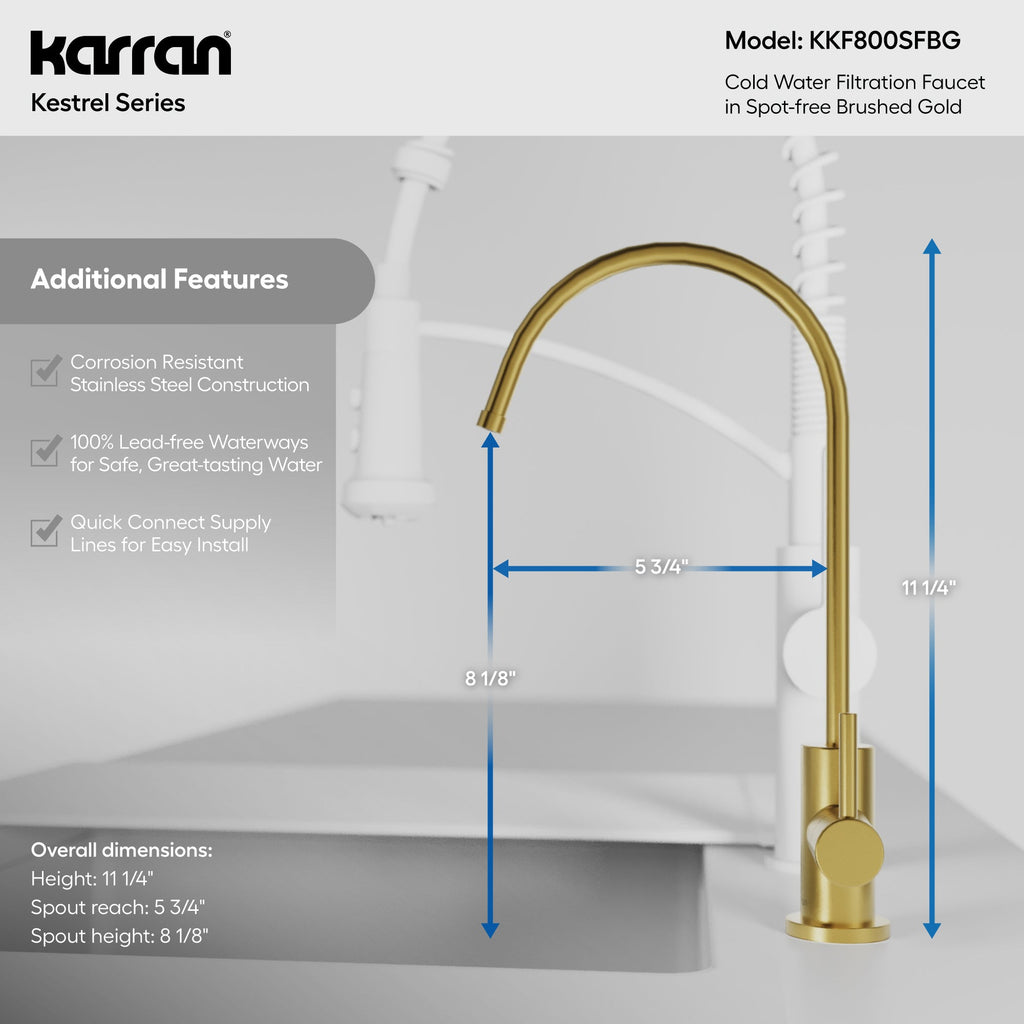 Kestrel Single Handle Beverage Faucet In Spot-Free Brushed Gold