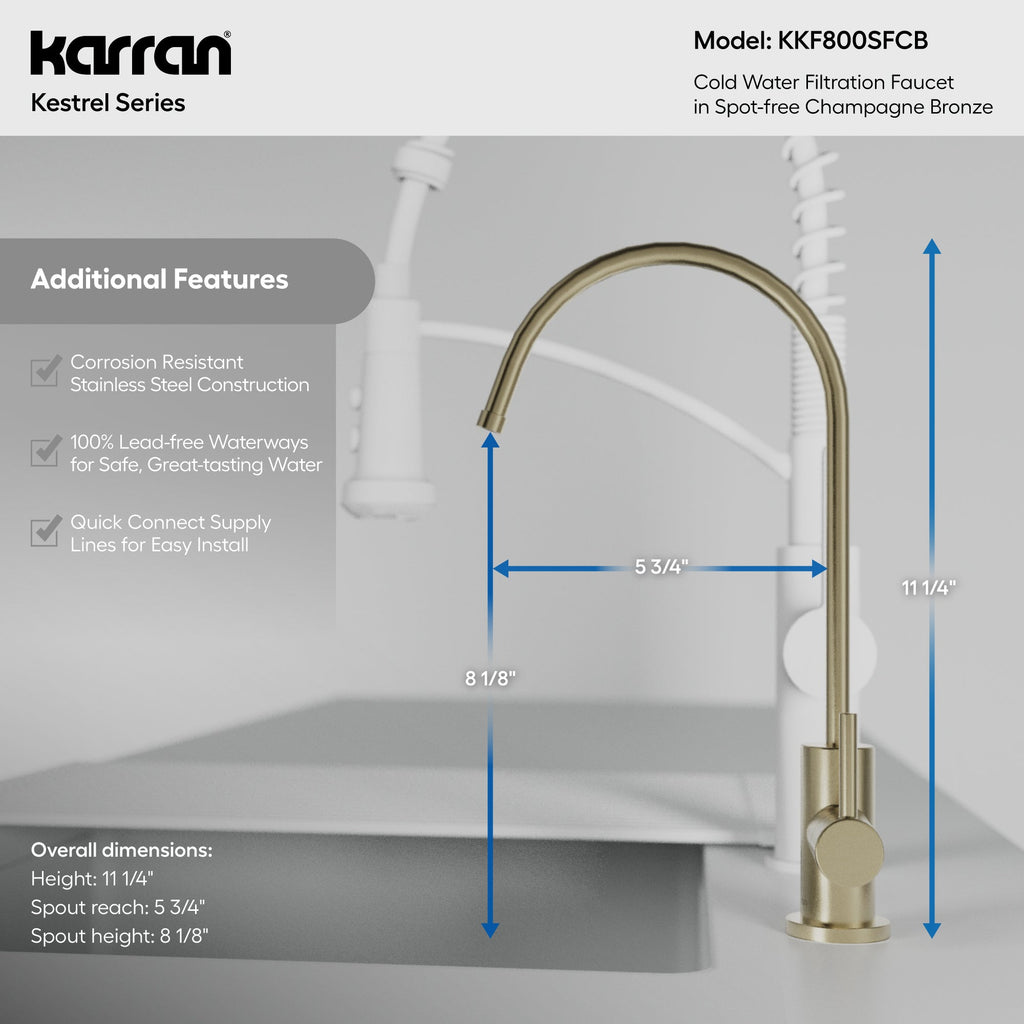 Kestrel Single Handle Beverage Faucet In Spot-Free Champagne Bronze