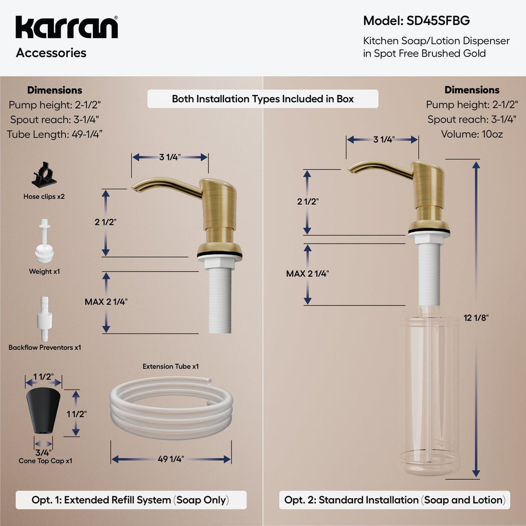 Karran SD45 Soap Dispenser In Spot-Free Brushed Gold
