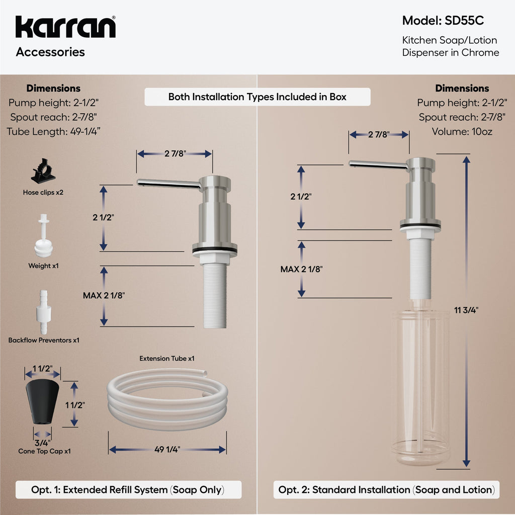 Karran SD55 Soap Dispenser In Chrome