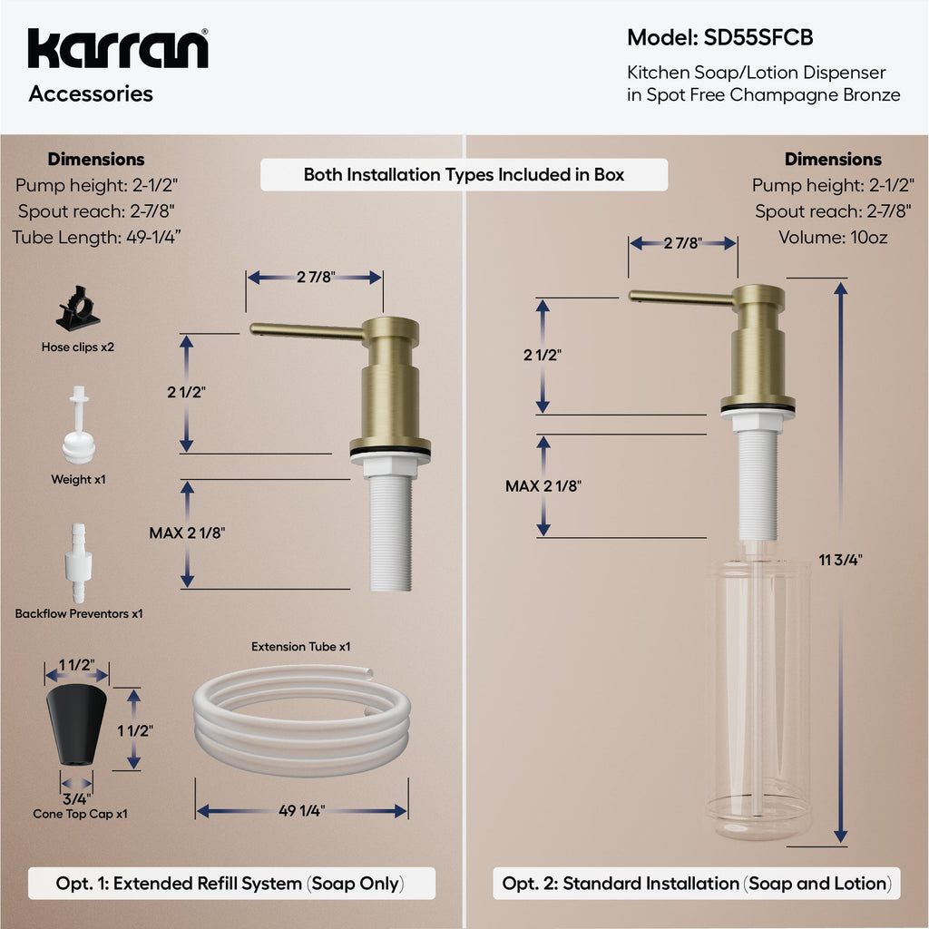 Karran SD55 Soap Dispenser In Spot-Free Champagne Bronze