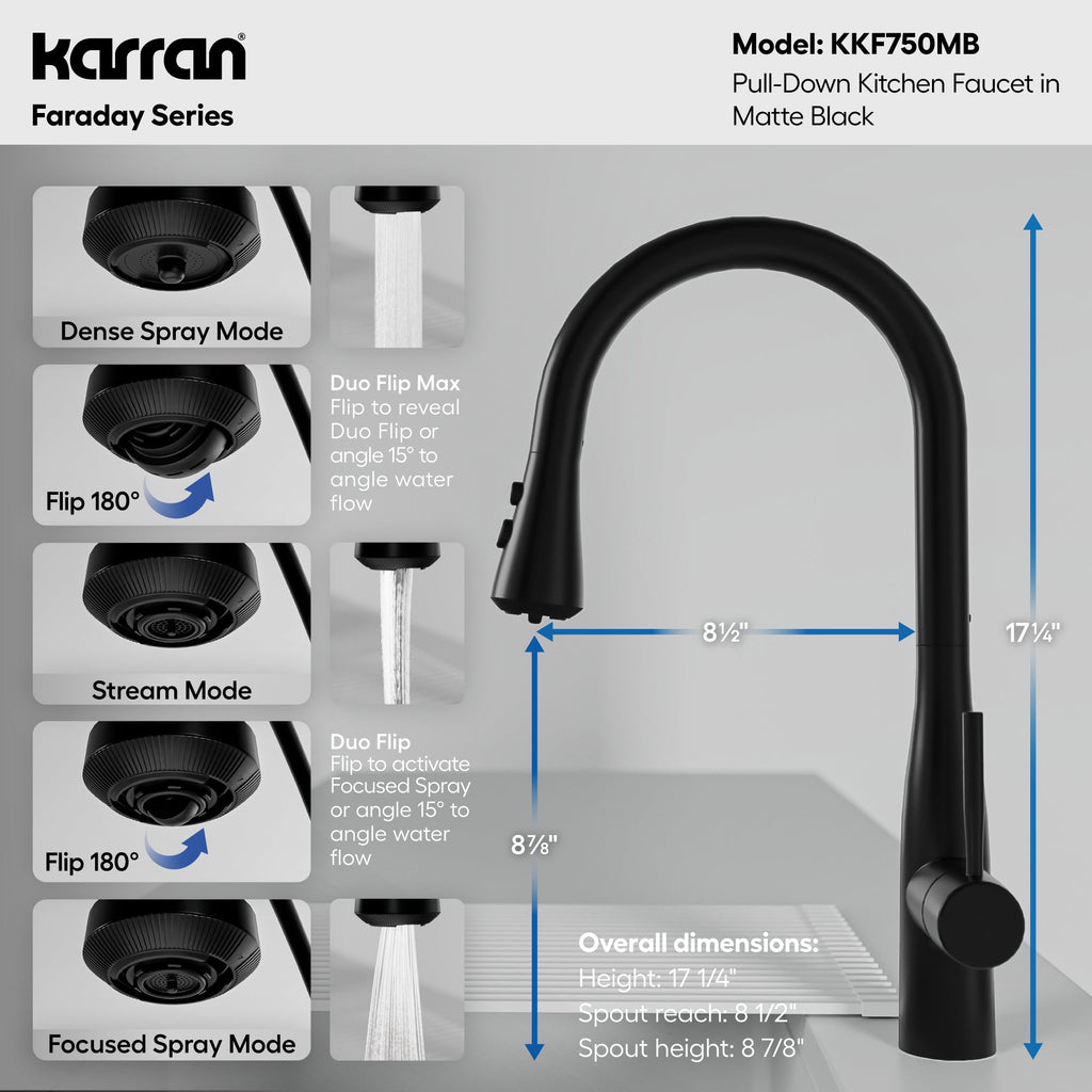 Faraday Pull-Down Sprayer Kitchen Faucet In Matte Black