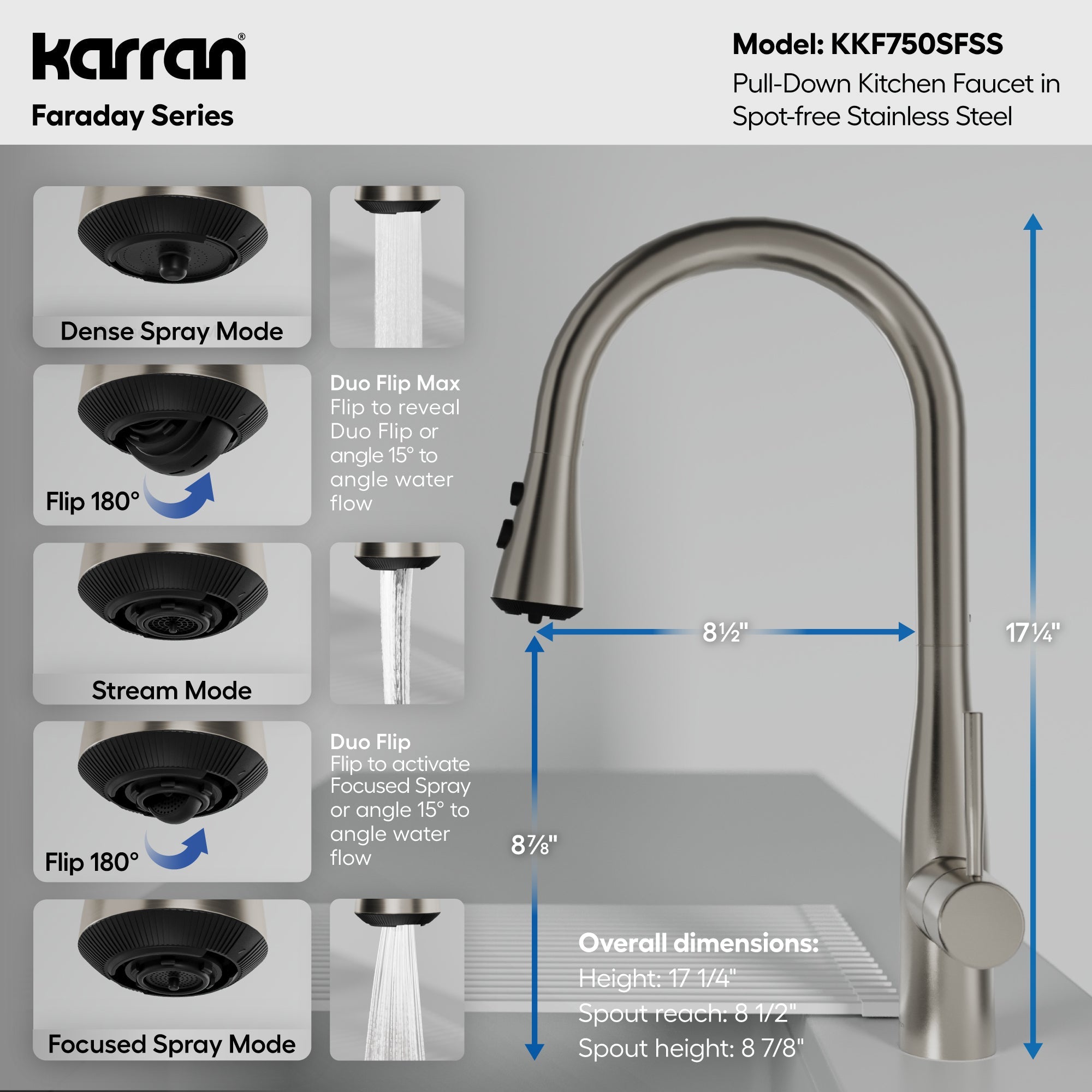 Faraday Pull-Down Sprayer Kitchen Faucet In Spot-Free Stainless Steel