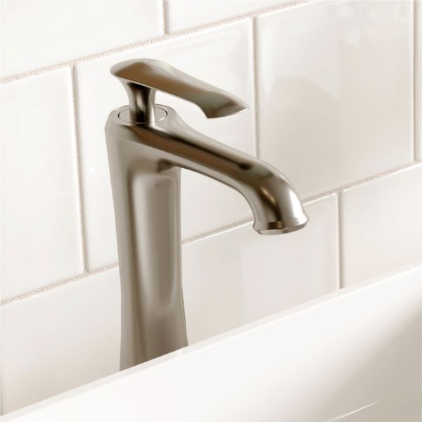 Woodburn Single Hole Single Handle Bathroom Faucet with Matching Pop-Up Drain In Stainless Steel