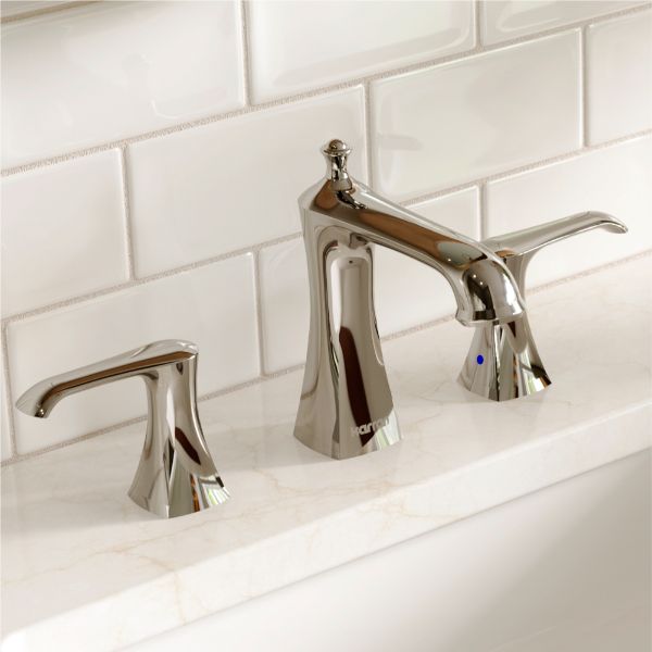 Woodburn Widespread Three-Hole 2-Handle Bathroom Faucet with Matching Pop-Up Drain In Chrome