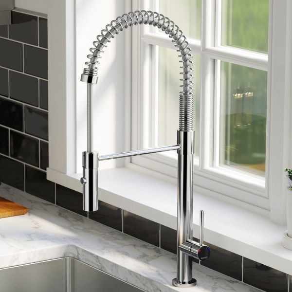 Bluffton Single Hole Single Handle Pull-Down Sprayer Kitchen Faucet In Chrome