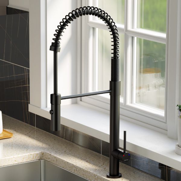 Bluffton Single Hole Single Handle Pull-Down Sprayer Kitchen Faucet In Matte Black