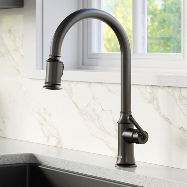 Auburn Single Hole Single Handle Pull-Down Sprayer Kitchen Faucet In Matte Black