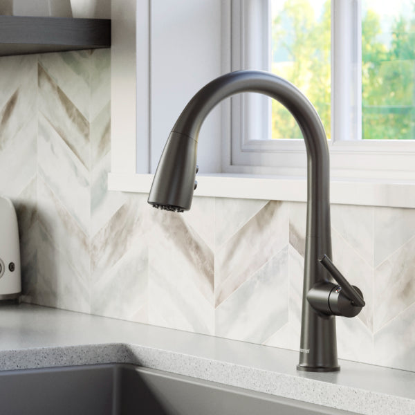 Kentland Single Hole Single Handle Pull-Down Sprayer Kitchen Faucet In Gunmetal Grey