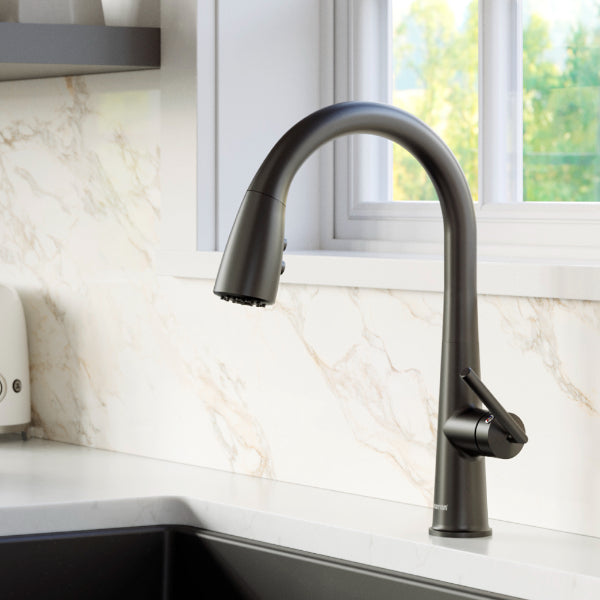 Kentland Single Hole Single Handle Pull-Down Sprayer Kitchen Faucet In Matte Black