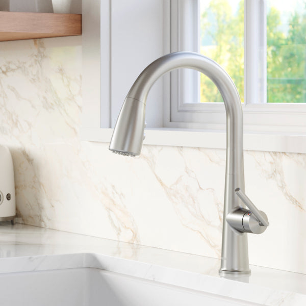 Kentland Single Hole Single Handle Pull-Down Sprayer Kitchen Faucet In Stainless Steel