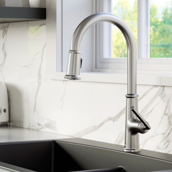 Elwood Single Hole Single Handle Pull-Down Sprayer Kitchen Faucet In Stainless Steel