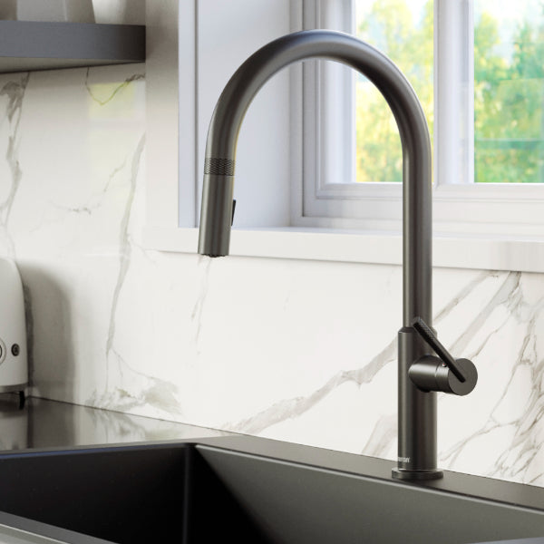 Lagrange Single Hole Single Handle Pull-Down Sprayer Kitchen Faucet In Gunmetal Grey
