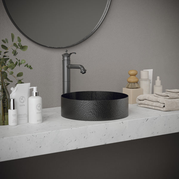15" Vessel Stainless Steel Bathroom Sink In Gunmetal Grey
