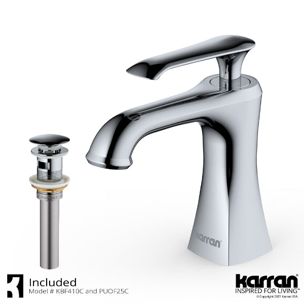 Woodburn Single Hole Single Handle Bathroom Faucet with Matching Pop-Up Drain In Chrome