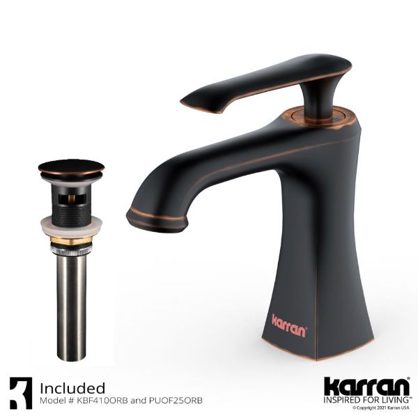 Woodburn Single Hole Single Handle Bathroom Faucet with Matching Pop-Up Drain In Oil-Rubbed Bronze