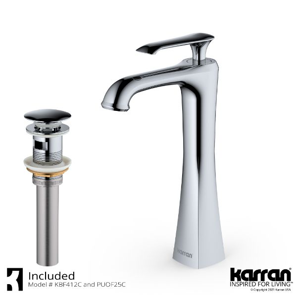 Woodburn Single Hole Single Handle Bathroom Faucet with Matching Pop-Up Drain In Chrome