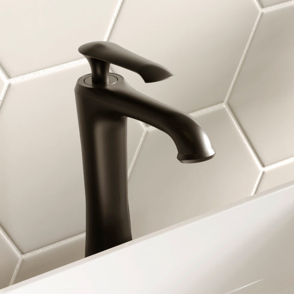 Woodburn Single Hole Single Handle Bathroom Faucet with Matching Pop-Up Drain In Matte Black