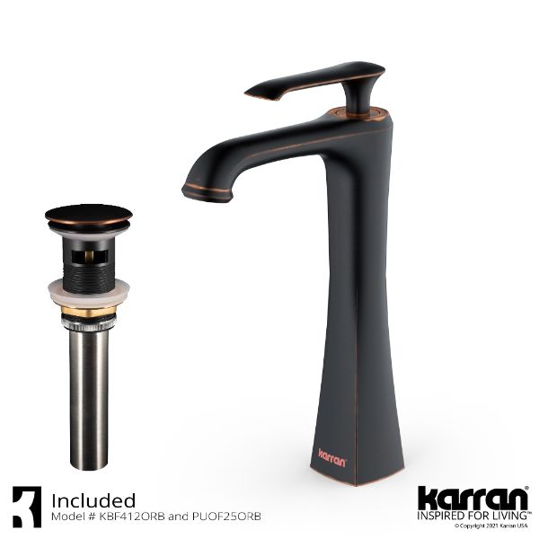 Woodburn Single Hole Single Handle Bathroom Faucet with Matching Pop-Up Drain In Oil-Rubbed Bronze