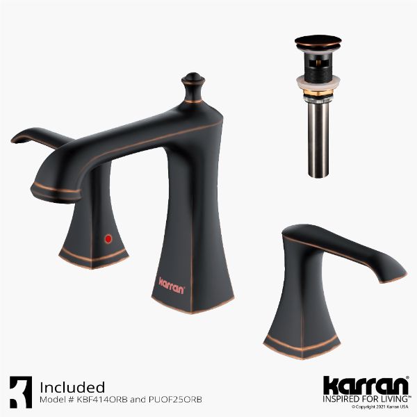 Woodburn Widespread Three-Hole 2-Handle Bathroom Faucet with Matching Pop-Up Drain In Oil-Rubbed Bronze