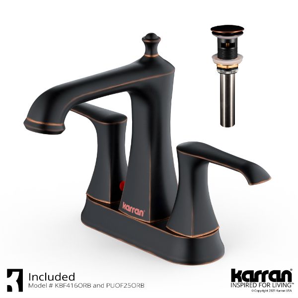 Woodburn Two-Hole 2-Handle Bathroom Faucet with Matching Pop-Up Drain In Oil-Rubbed Bronze