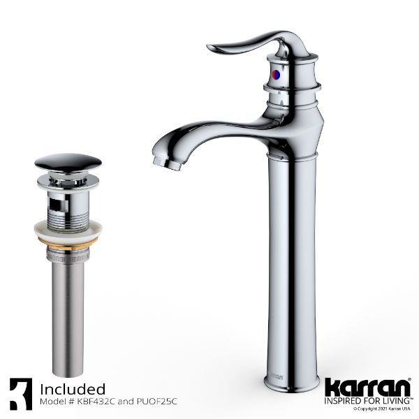 Dartford Single Hole Single Handle Bathroom Faucet with Matching Pop-up Drain In Chrome