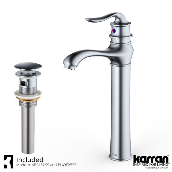 Dartford Single Hole Single Handle Bathroom Faucet with Matching Pop-up Drain In Stainless Steel