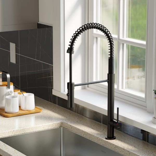 Bluffton Single Hole Single Handle Pull-Down Sprayer Kitchen Faucet In Matte Black